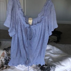 Blue free people off the shoulder top